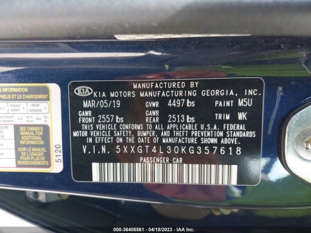 5XXGT4L30KG357618 KIA Optima Lx