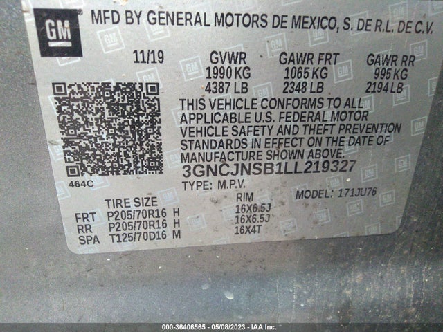 Chevrolet TRAX LS 2020 3GNCJNSB1LL219327 Image 9