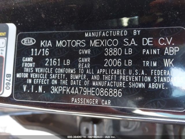 3KPFK4A79HE086886 KIA FORTE LX