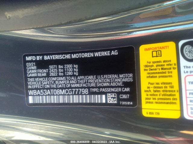BMW 4 Series M440i 2021 аукцион фото