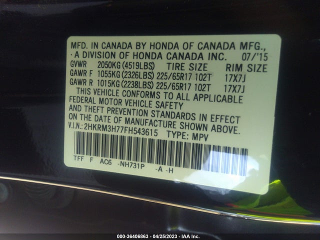 Honda Cr-v Ex-l 2015 2HKRM3H77FH543615 Image 9