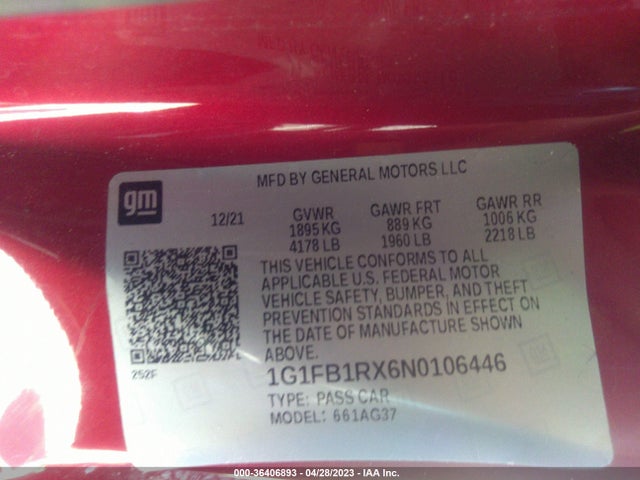 Chevrolet Camaro 1lt 2022 1G1FB1RX6N0106446 Image 9