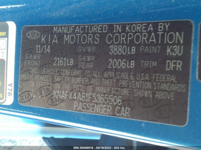 KNAFX4A61F5365506 KIA FORTE LX