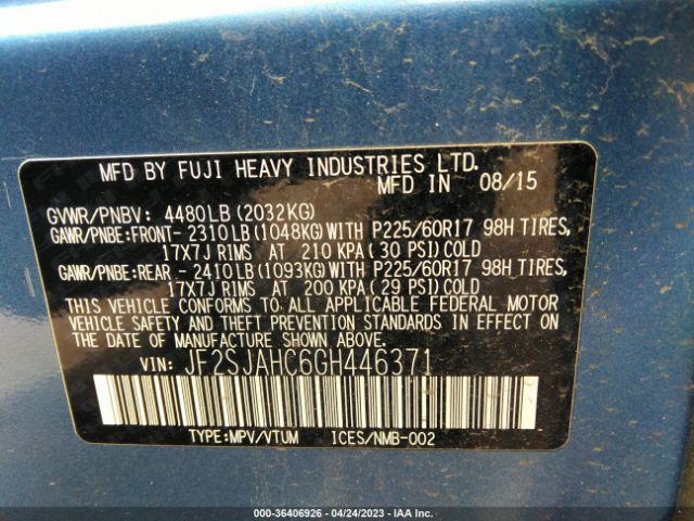 JF2SJAHC6GH446371 Subaru Forester 2.5i Limited