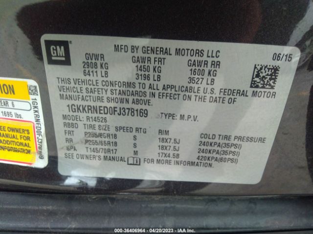 1GKKRNED0FJ378169 GMC ACADIA SLE