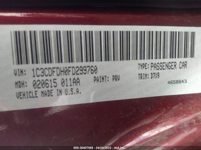 1C3CDFDH0FD299760 Dodge Dart Aero