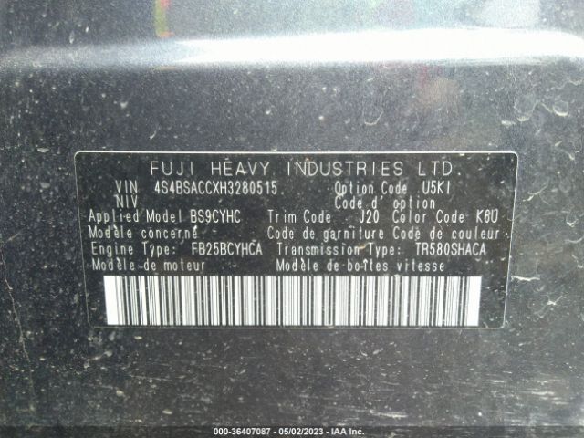 4S4BSACCXH3280515 Subaru Outback Premium