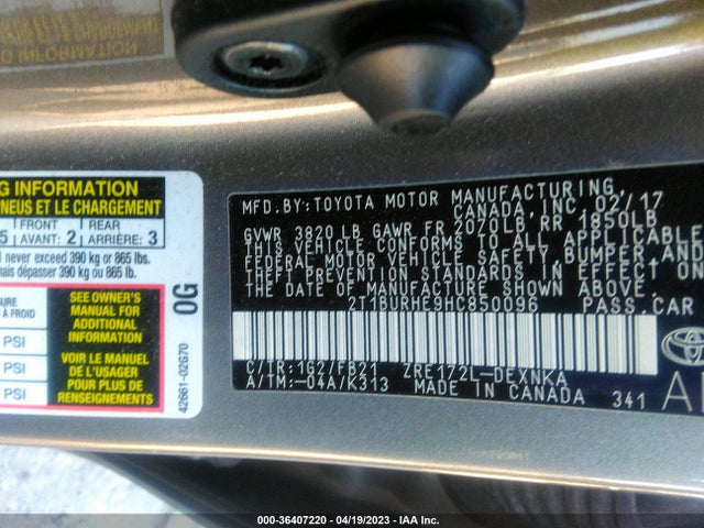 Toyota Corolla L/le/xle/se 2017 2T1BURHE9HC850096 Image 10