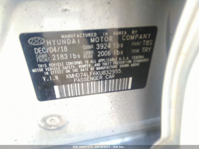 Hyundai ELANTRA SE 2019 KMHD74LF6KU832955 Image 11