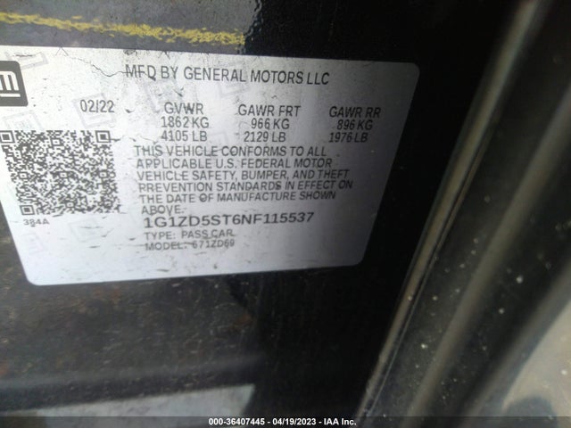 Chevrolet MALIBU LT 2022 1G1ZD5ST6NF115537 Image 9