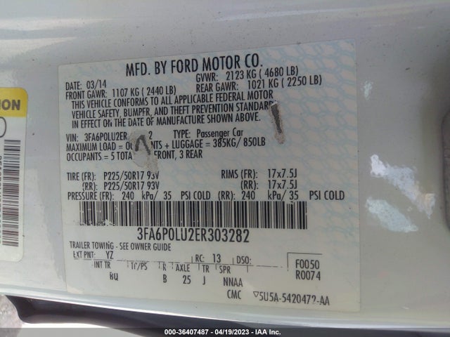 Ford Fusion Se Hybrid 2014 3FA6P0LU2ER303282 Image 9