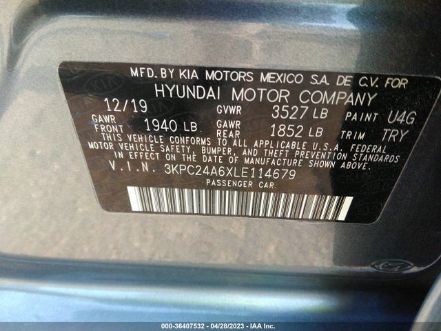 2020 HYUNDAI ACCENT SE VIN: 3KPC24A6XLE114679