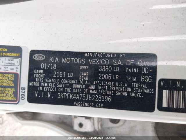 3KPFK4A75JE228396 KIA FORTE LX