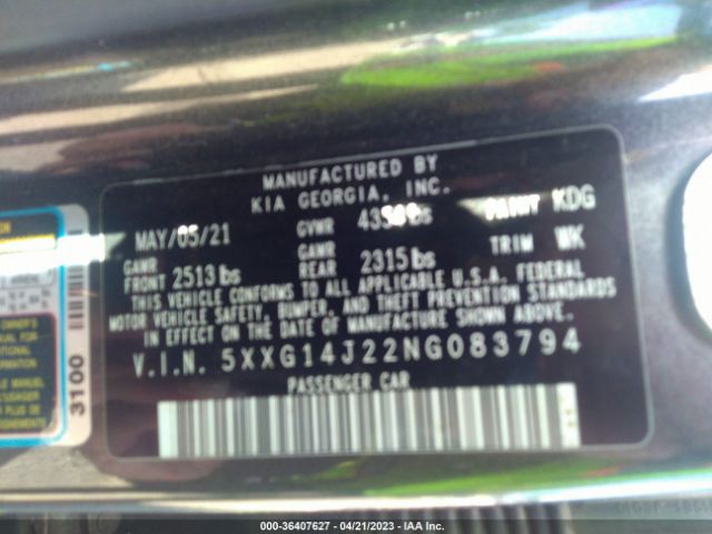 5XXG14J22NG083794 KIA K5 LXS