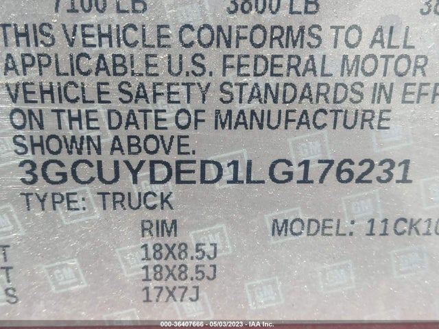 Chevrolet Silverado 1500 Lt 2020 3GCUYDED1LG176231 Image 10