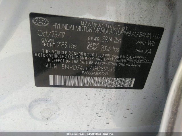 Hyundai ELANTRA SE 2018 5NPD74LF2JH289035 Image 10