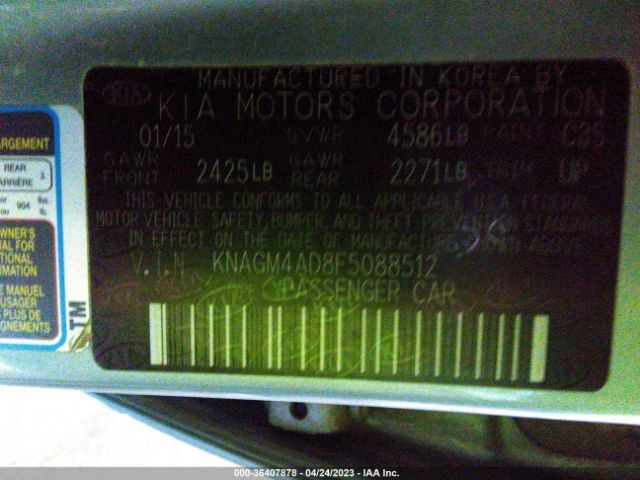 KNAGM4AD8F5088512 KIA OPTIMA HYBRID
