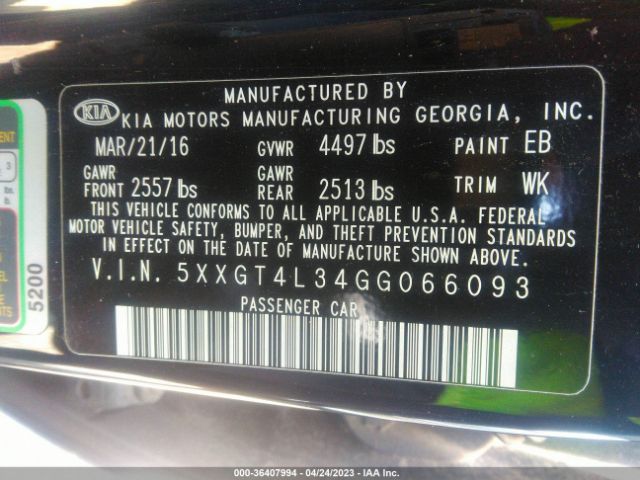 5XXGT4L34GG066093 KIA Optima Lx