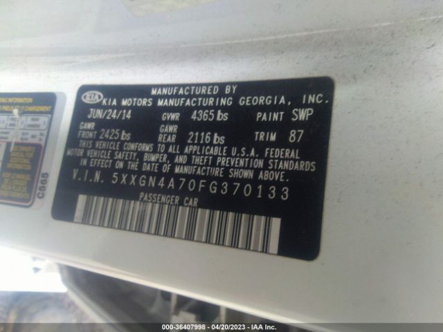 5XXGN4A70FG370133 KIA OPTIMA EX