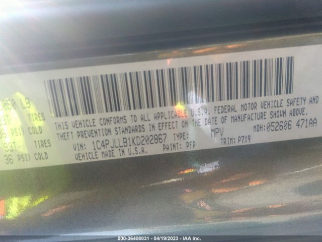 1C4PJLLB1KD202867 Jeep Cherokee Latitude Plus