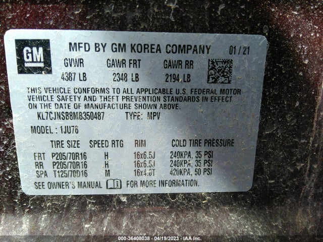 Chevrolet TRAX LS 2021 KL7CJNSB8MB350487 Image 9