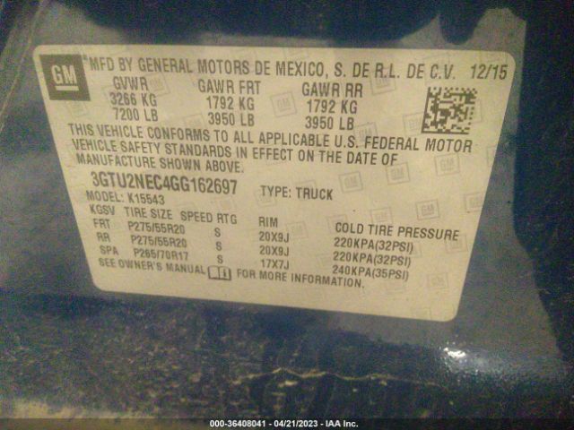 3GTU2NEC4GG162697 GMC Sierra 1500 Slt