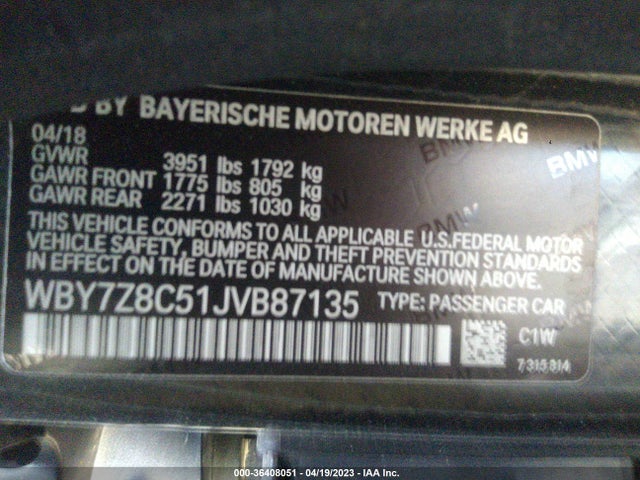 2018 BMW i3, VIN: WBY7Z8C51JVB87135