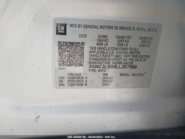 Chevrolet Trax Lt 2020 3GNCJLSB6LL207968 Image 9