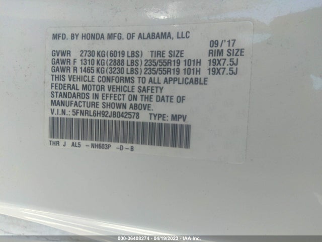 Honda Odyssey Elite 2018 5FNRL6H92JB042578 Image 11