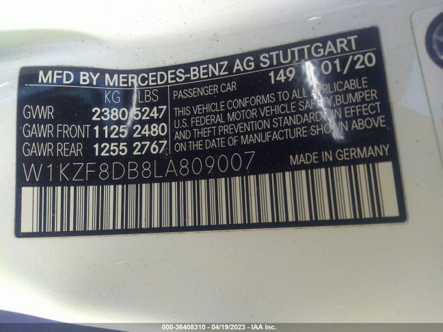Mercedes-Benz E-class E 350 2020 W1KZF8DB8LA809007 Image 10