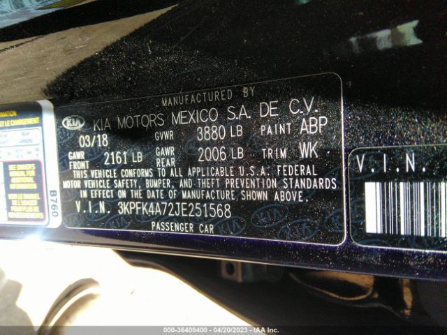 3KPFK4A72JE251568 KIA FORTE LX