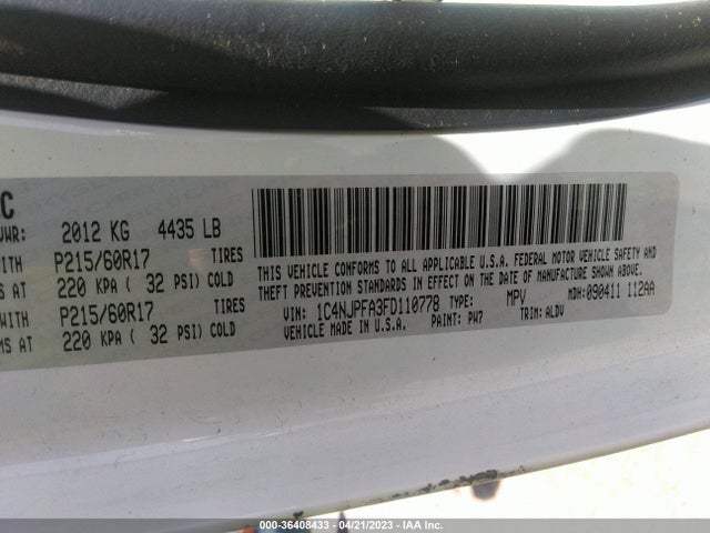 1C4NJPFA3FD110778 Jeep Patriot High Altitude Edition
