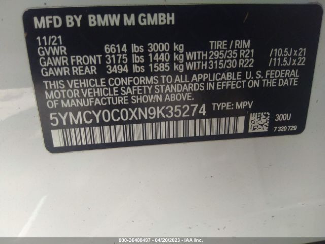 5YMCY0C0XN9K35274 BMW X6 M