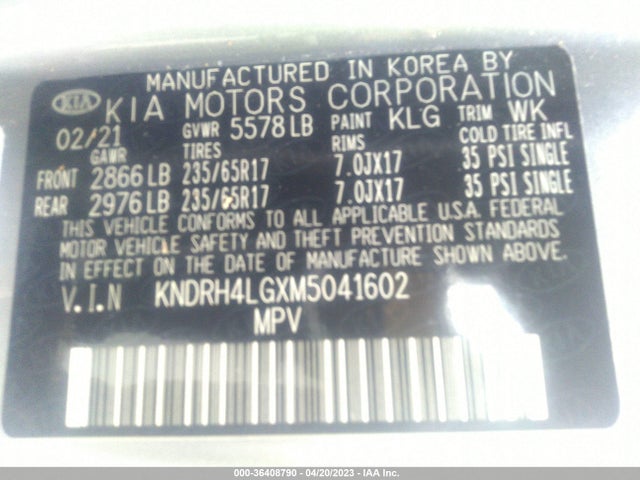 2021 Kia Sorento, VIN: KNDRH4LGXM5041602