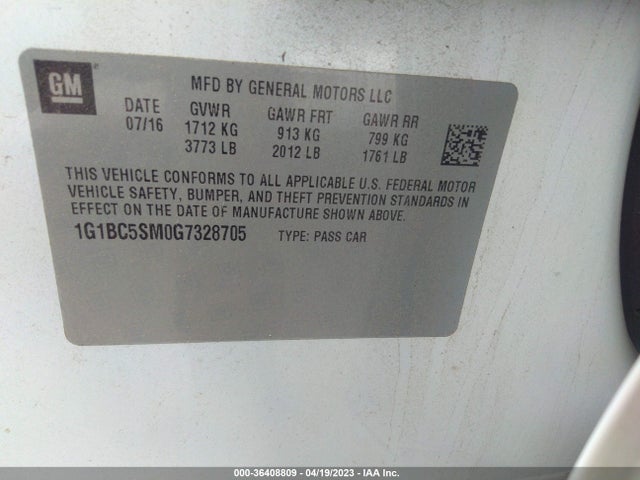 Chevrolet CRUZE LS 2016 1G1BC5SM0G7328705 Image 10