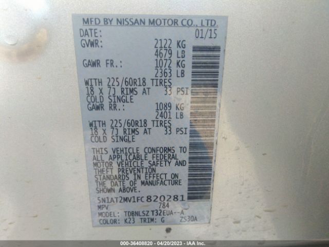 5N1AT2MV1FC820281 Nissan Rogue Sl