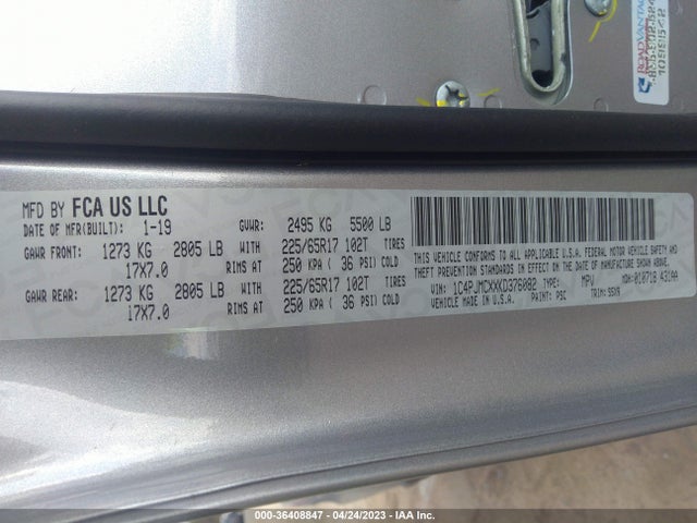 1C4PJMCXXKD376082 Jeep Cherokee Latitude 4x4