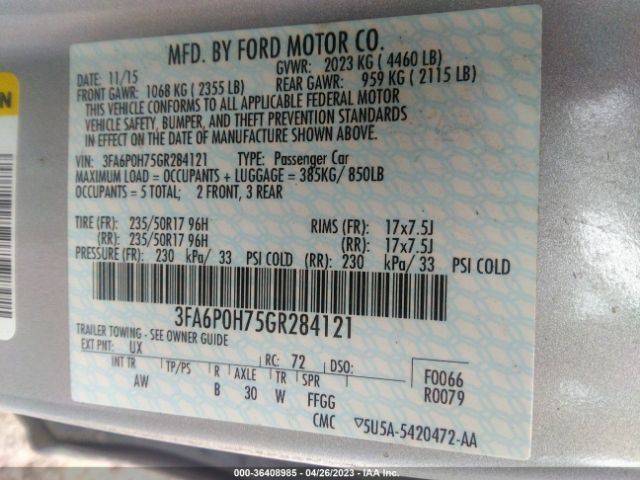3FA6P0H75GR284121 Ford FUSION SE