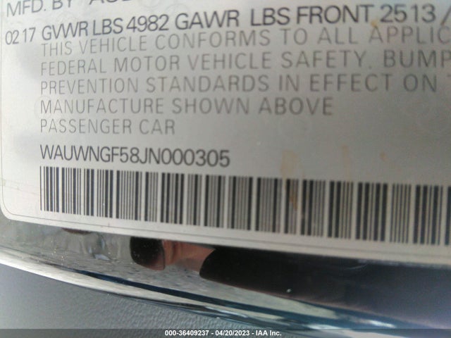 WAUWNGF58JN000305 Audi A5 Cabriolet Premium