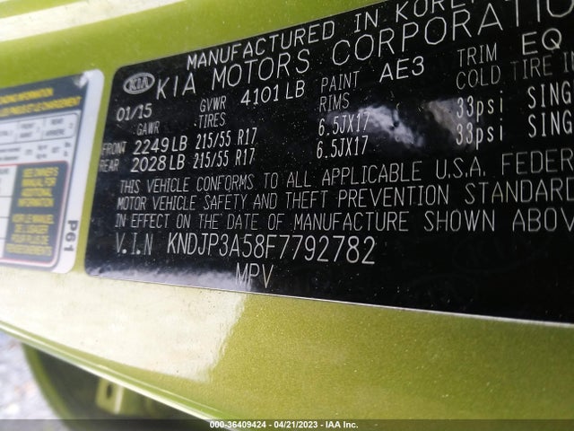 2015 KIA SOUL VIN: KNDJP3A58F7792782