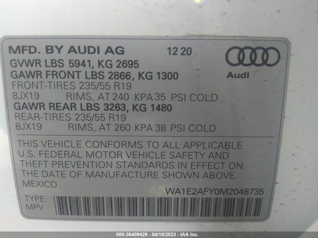 2021 Audi Q5, VIN: WA1E2AFY0M2048735