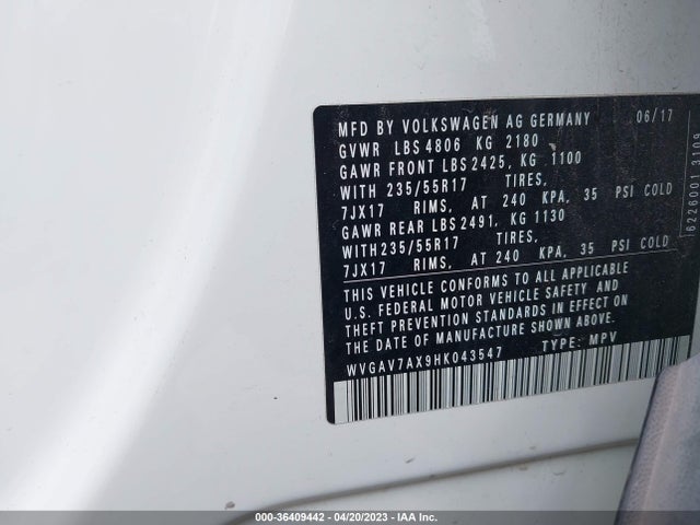 WVGAV7AX9HK043547 Volkswagen TIGUAN
