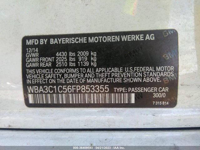 BMW 3 Series 328i 2015 WBA3C1C56FP853355 Image 10