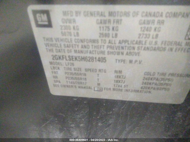2GKFLSEK5H6281405 GMC Terrain Sle