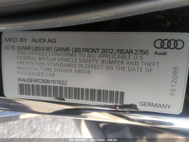 WAUGFAFC9GN101522 Audi A6 2.0t Premium Plus