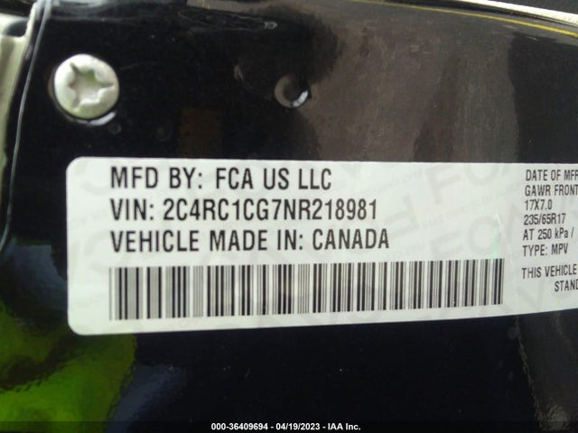 2C4RC1CG7NR218981 Chrysler Voyager Lx