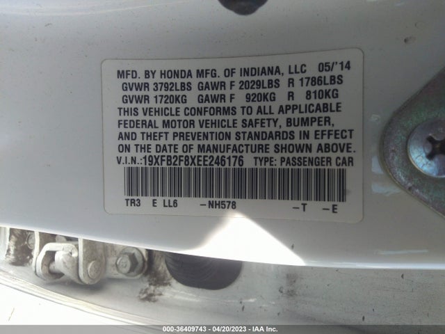 Honda Civic Sedan Ex 2014 19XFB2F8XEE246176 Image 9