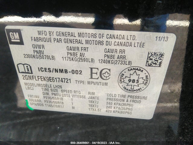 Chevrolet EQUINOX LT 2014 2GNFLFEK9E6174721 Image 11