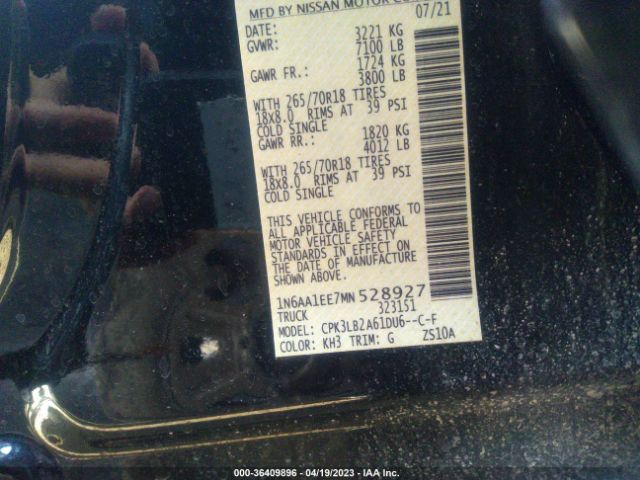 1N6AA1EE7MN528927 Nissan TITAN SV