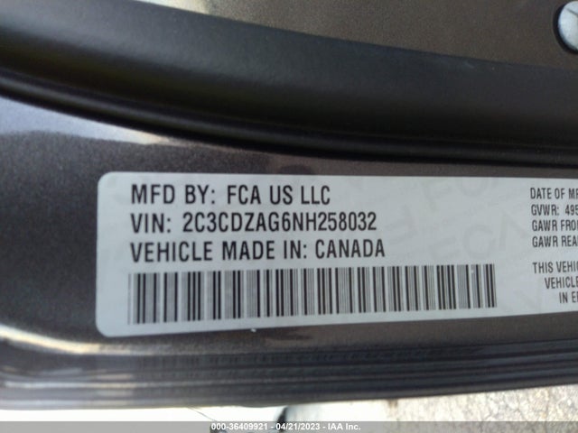 Dodge Challenger Sxt 2022 2C3CDZAG6NH258032 Image 9
